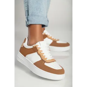 Sneakers con suola piatta, AD719, Khaki