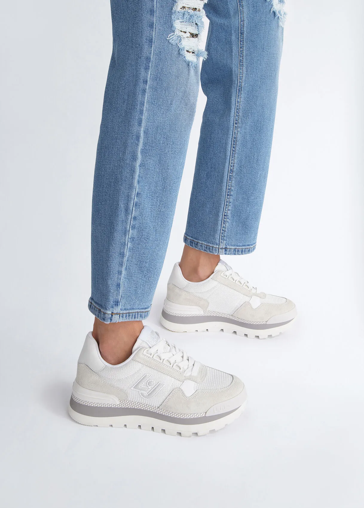 Sneakers platform in brighty mesh