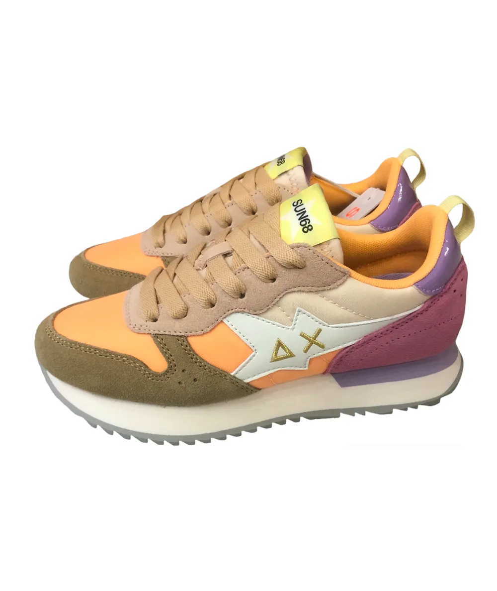 Sneakers SUN 68 DONNA Z34210 CAROTA BICOLORE CAMOSCIO E TESSUTO plantare relax estraibile novita P.E 24