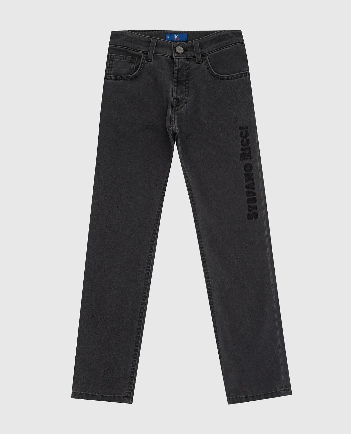 Stefano Ricci Jeans grigi da bambino con logo ricamato YST04002001875