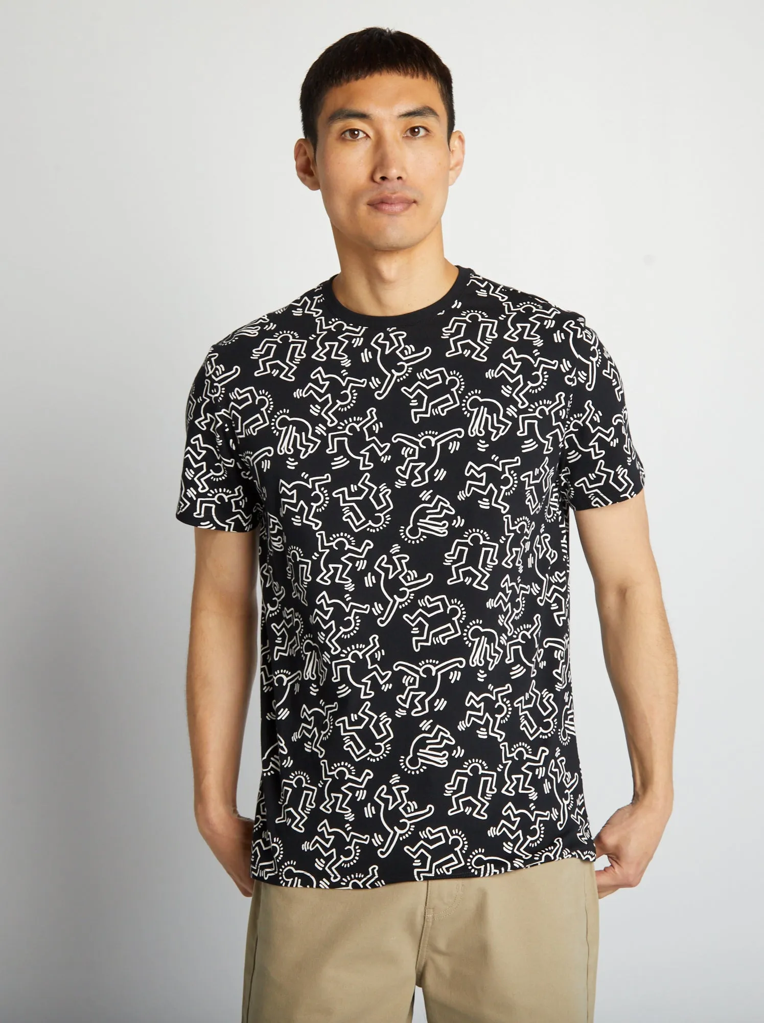 T-shirt 'Keith Haring' con scollo tondo - nero