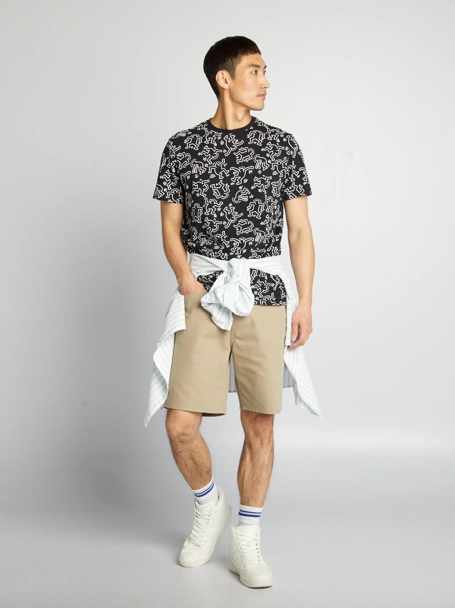 T-shirt 'Keith Haring' con scollo tondo - nero
