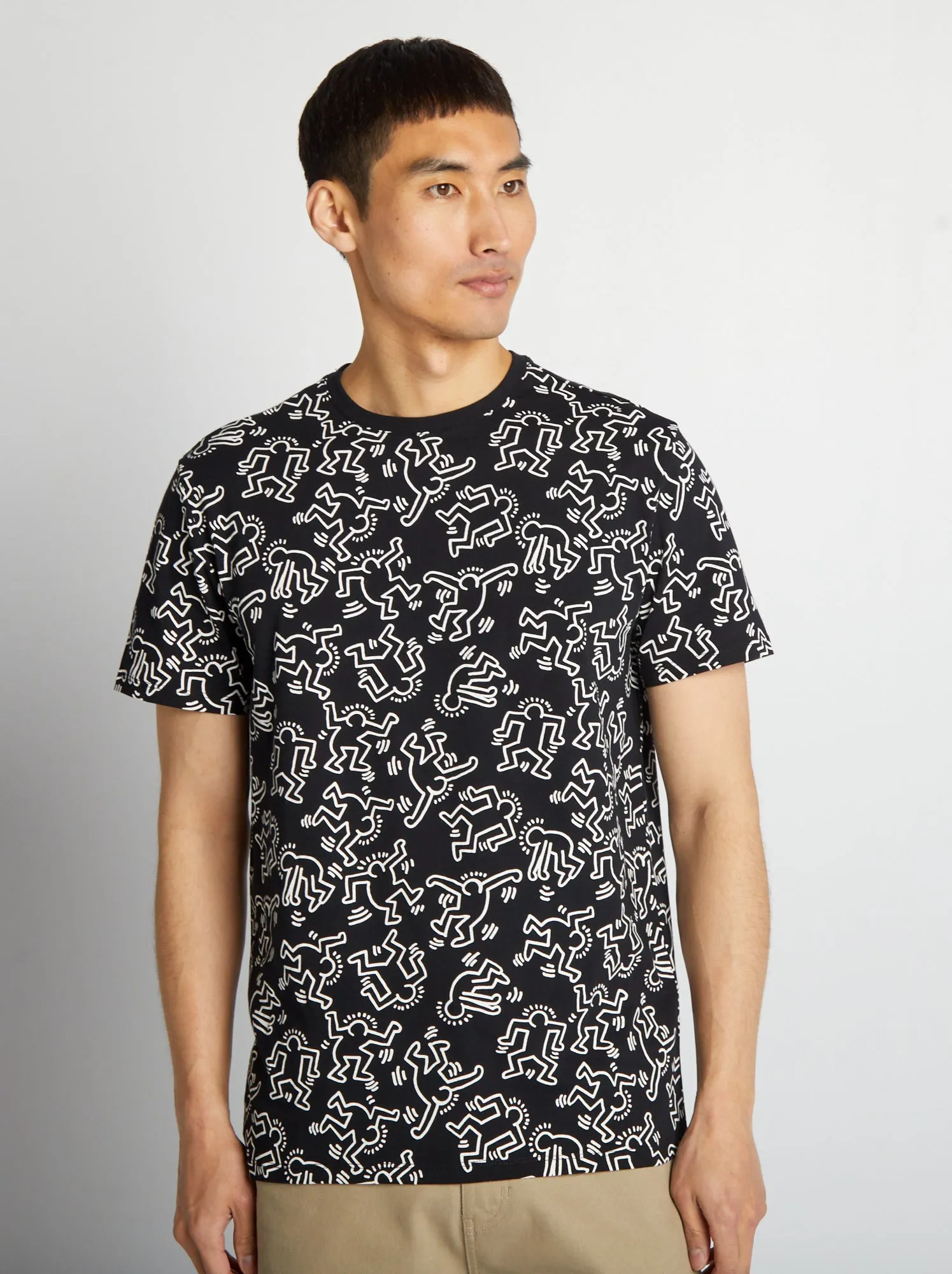 T-shirt 'Keith Haring' con scollo tondo - nero
