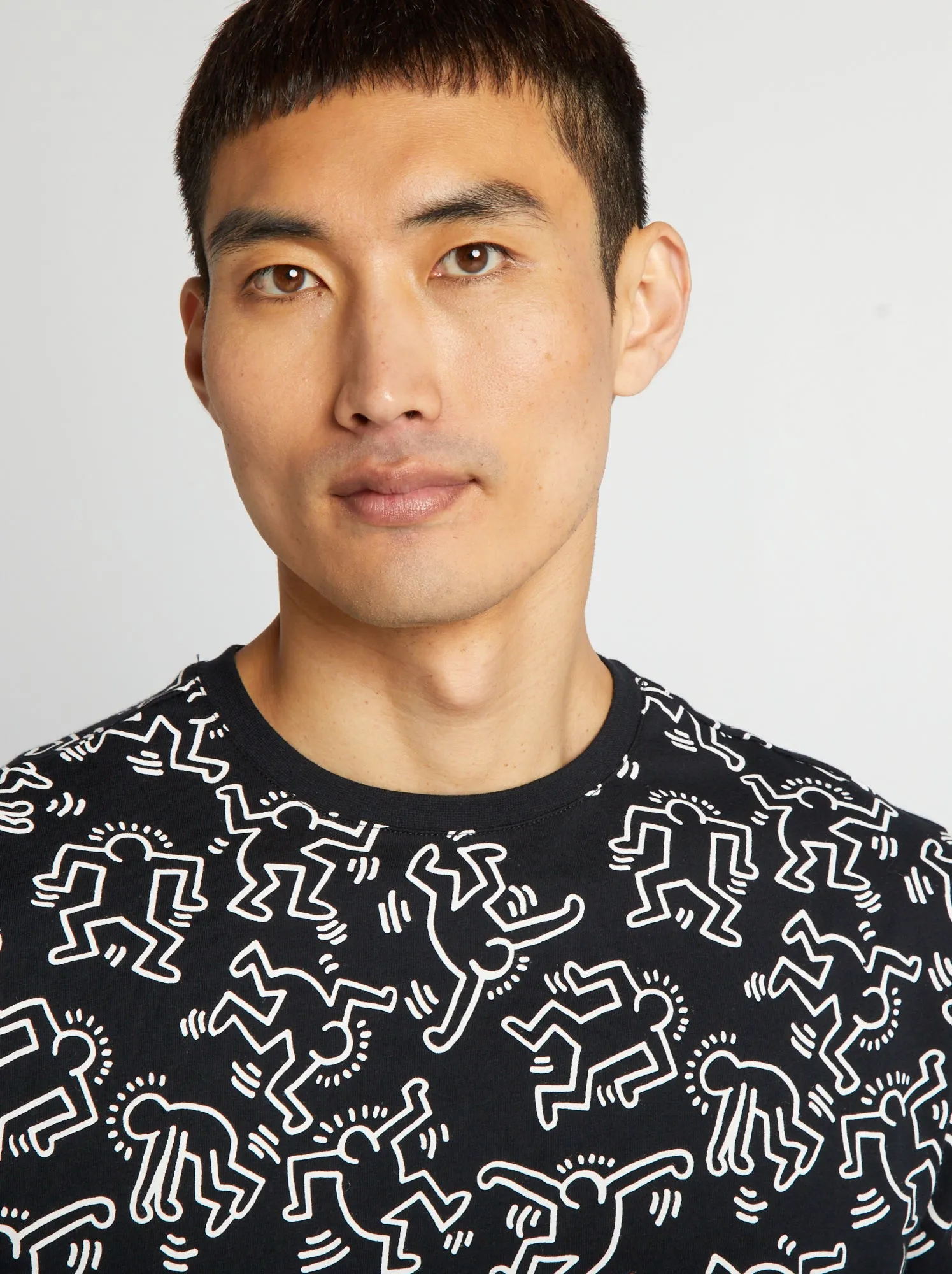 T-shirt 'Keith Haring' con scollo tondo - nero