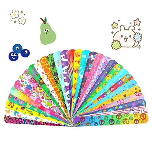 UKOFEW Bracciali Bambini, 30 Pezzi Braccialetti Slap Gadget Compleanno, a Scatto Regalini Fine Festa