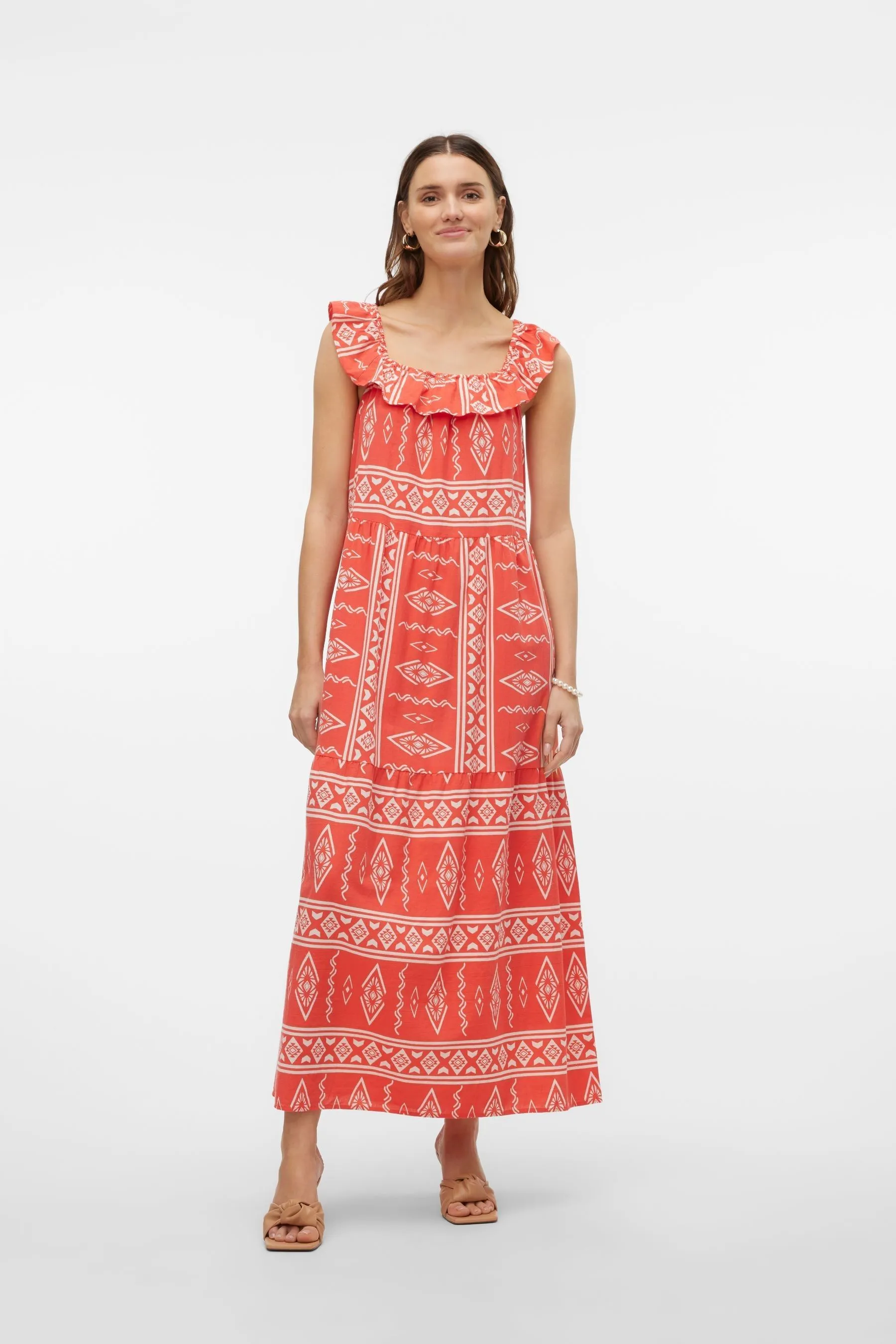 Vero Moda - Abito maxi estivo con Stampa Ruches azteche