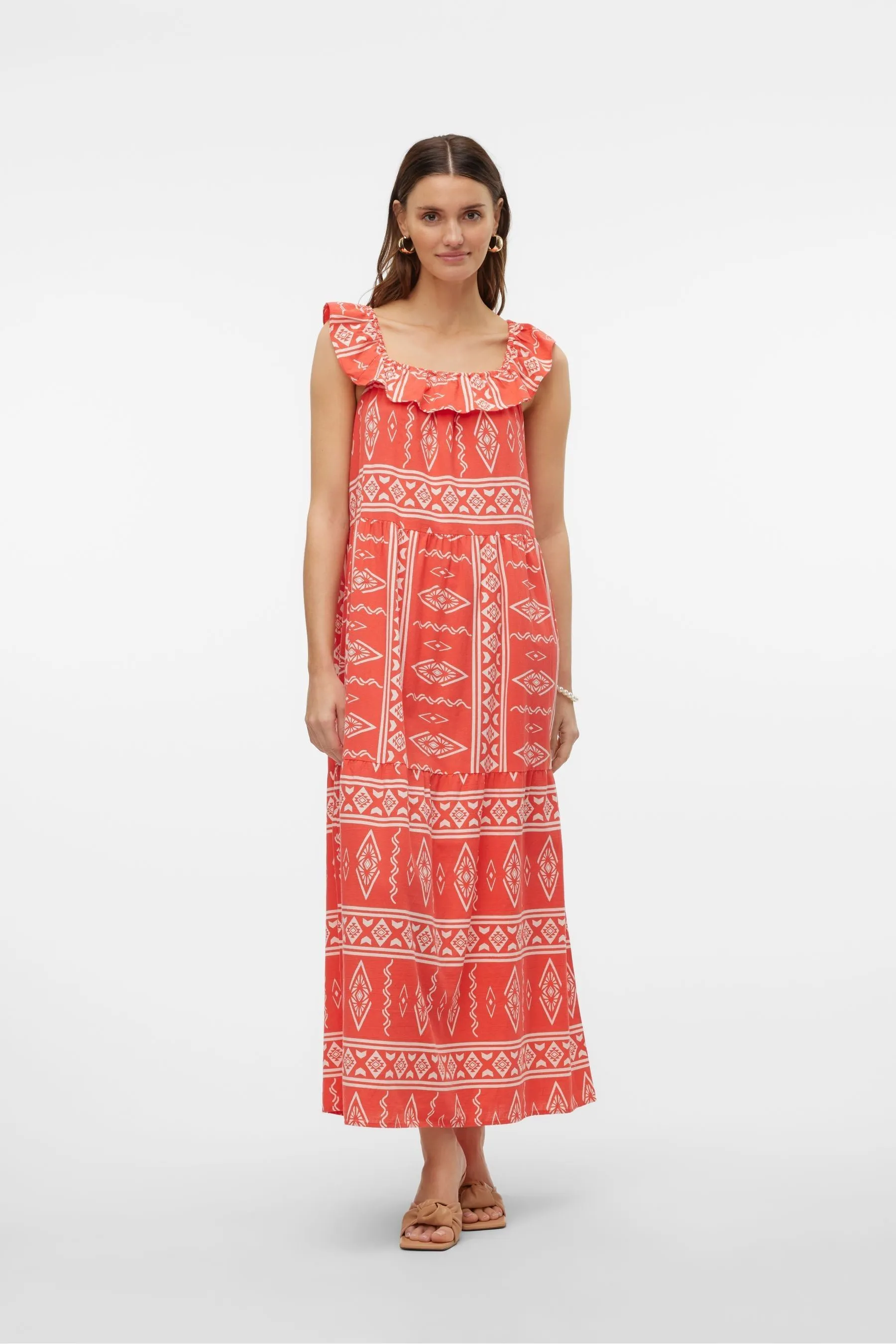 Vero Moda - Abito maxi estivo con Stampa Ruches azteche