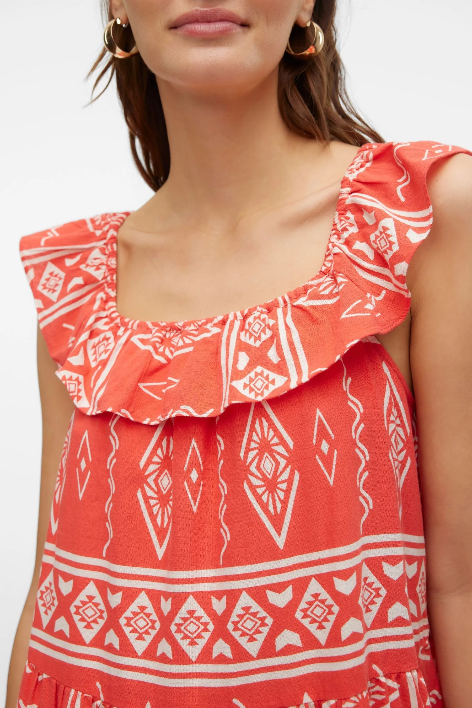 Vero Moda - Abito maxi estivo con Stampa Ruches azteche