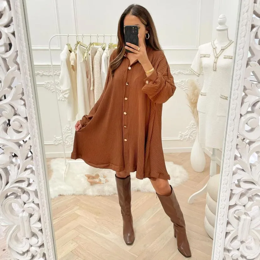 Vestito Camicia Oversize Abbottonatura Centrale