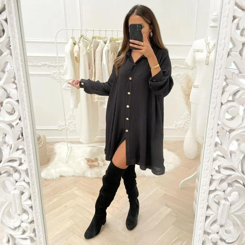 Vestito Camicia Oversize Abbottonatura Centrale