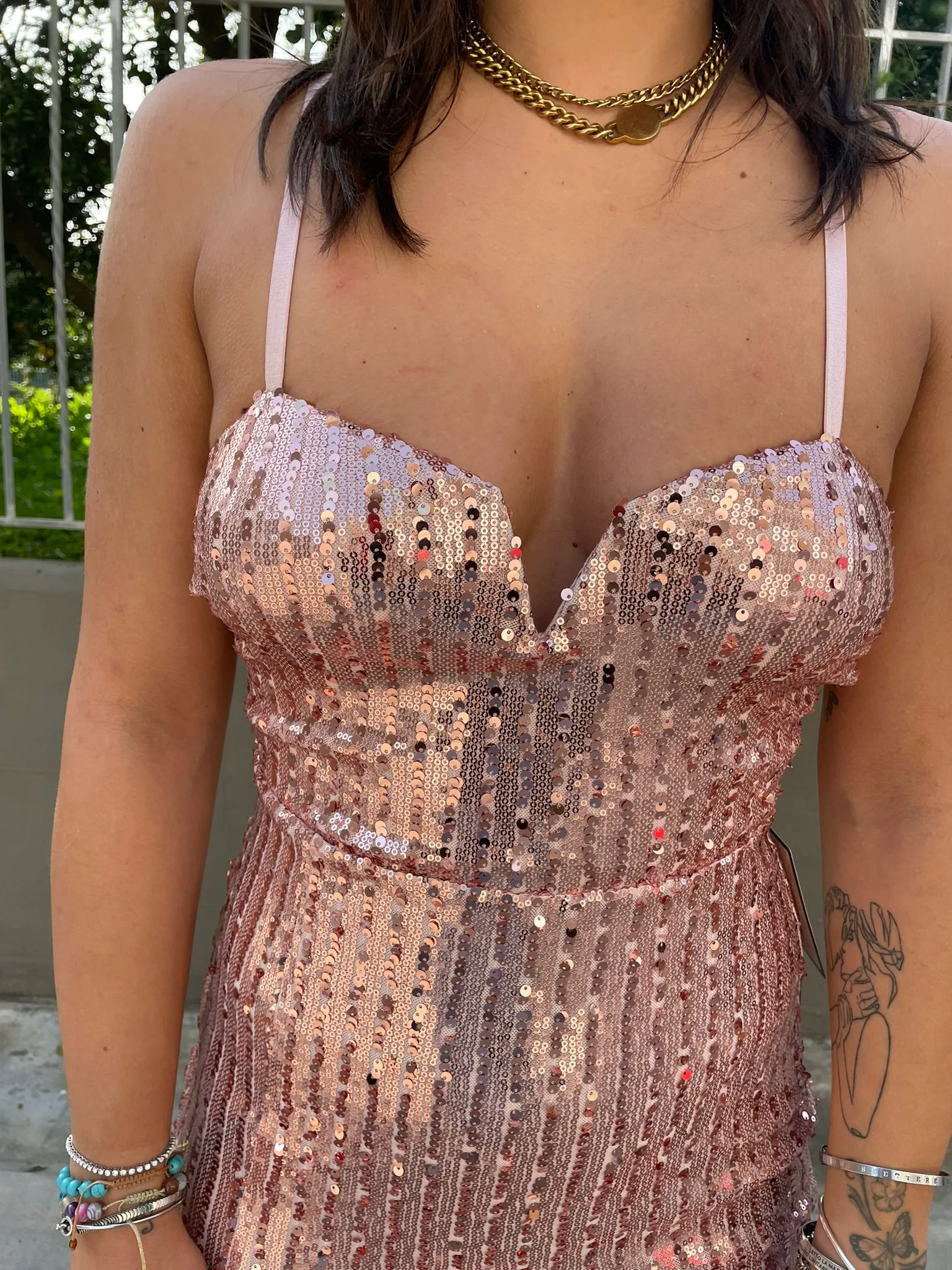 Vestito lungo in paillettes