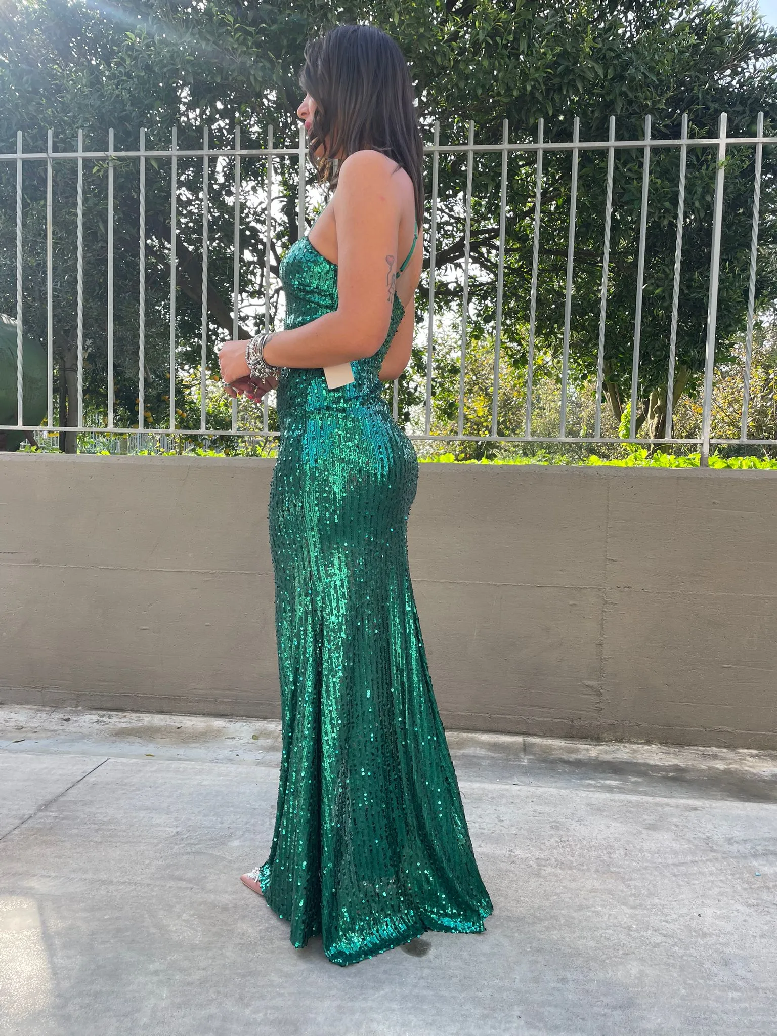 Vestito lungo in paillettes