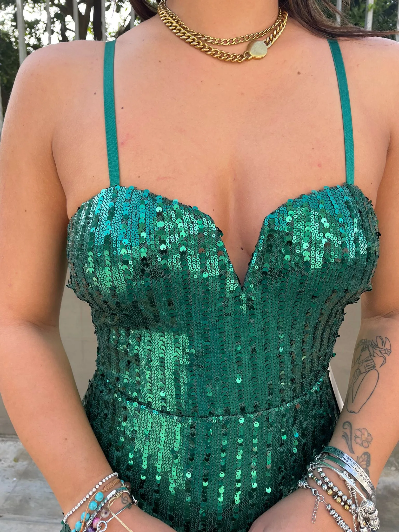 Vestito lungo in paillettes