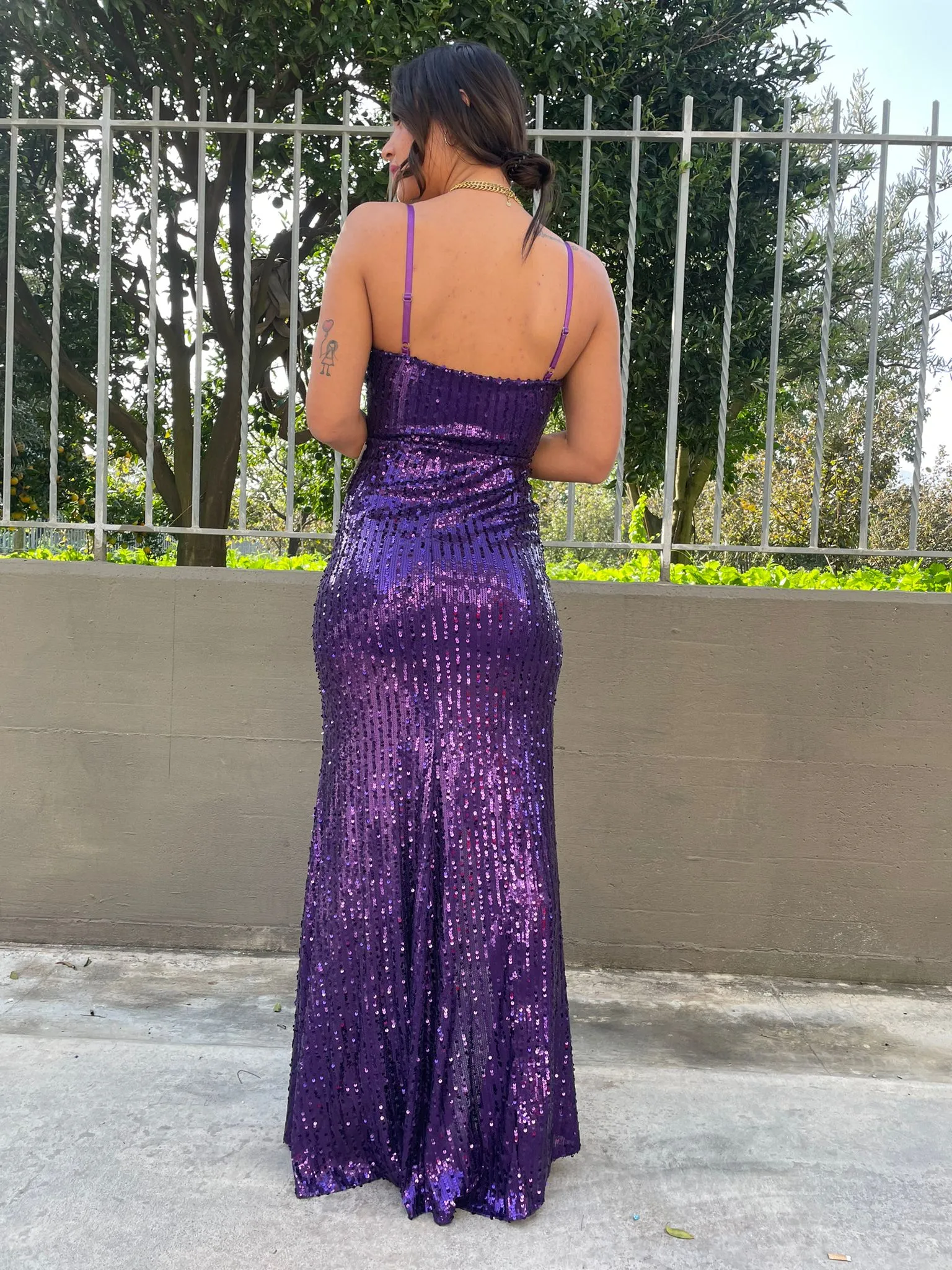 Vestito lungo in paillettes