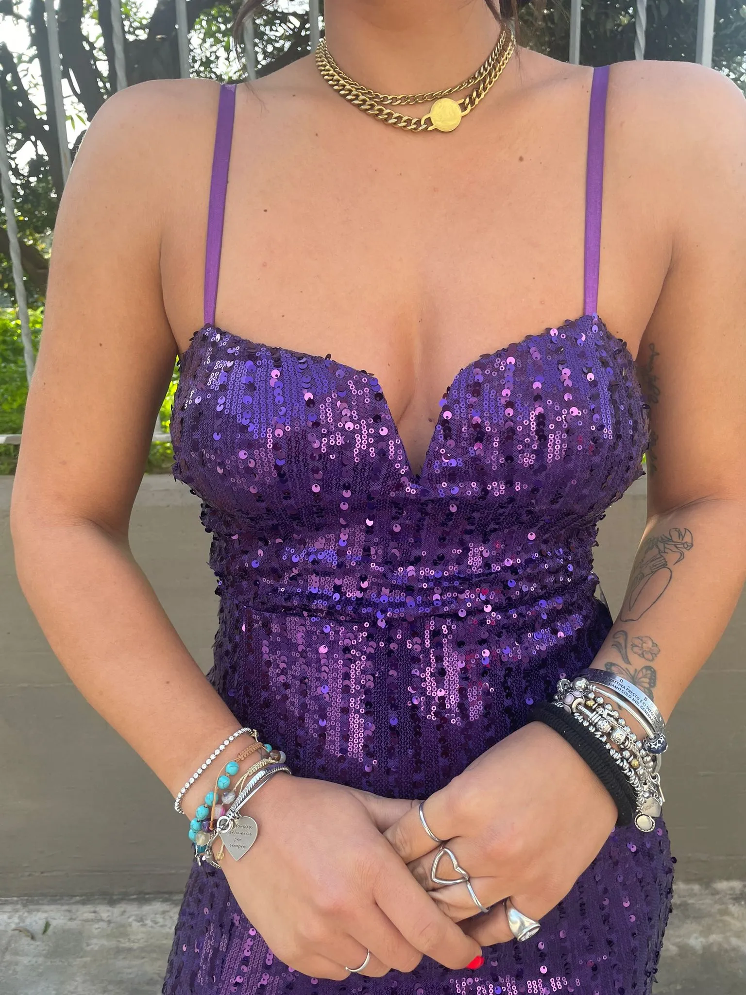 Vestito lungo in paillettes