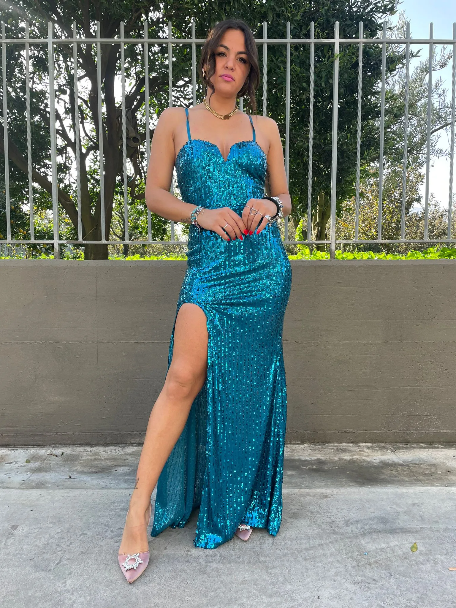 Vestito lungo in paillettes