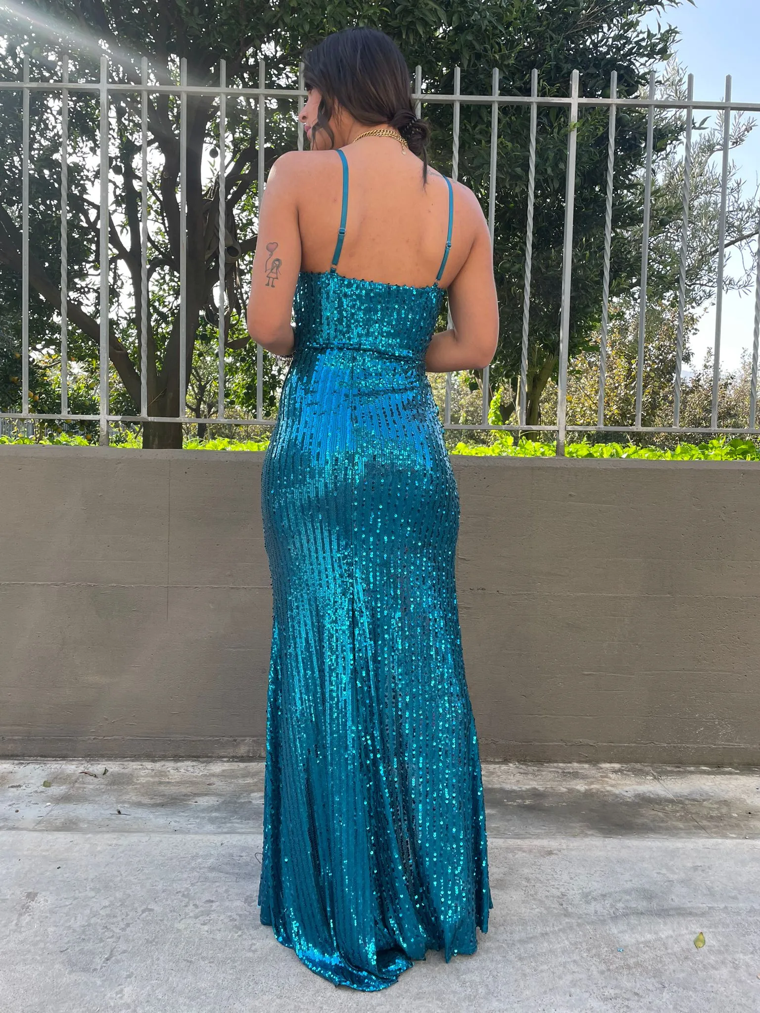 Vestito lungo in paillettes
