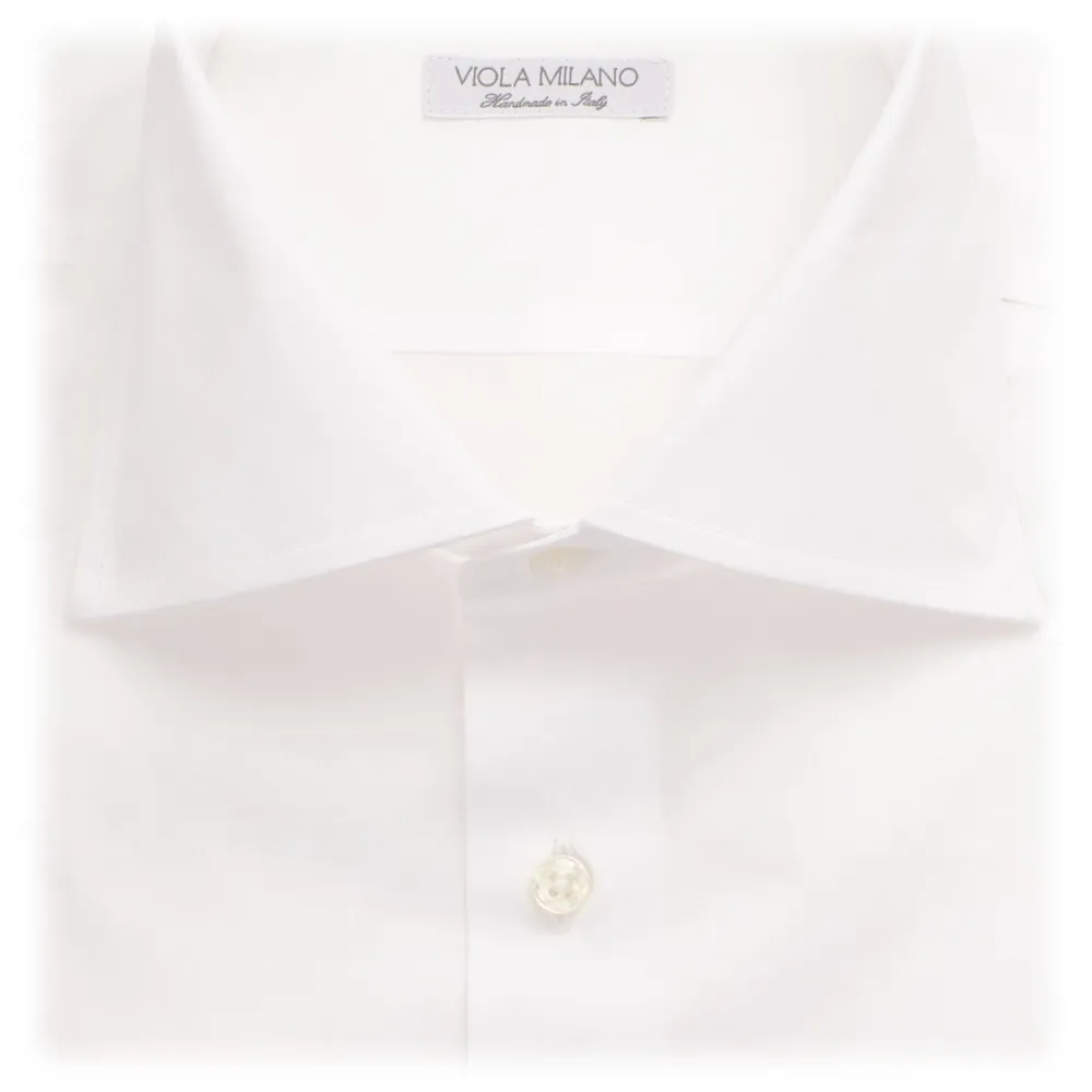 Viola Milano - Camicia Elegante Classica con Colletto Tagliato - Bianco - Handmade in Italy - Luxury Exclusive Collection