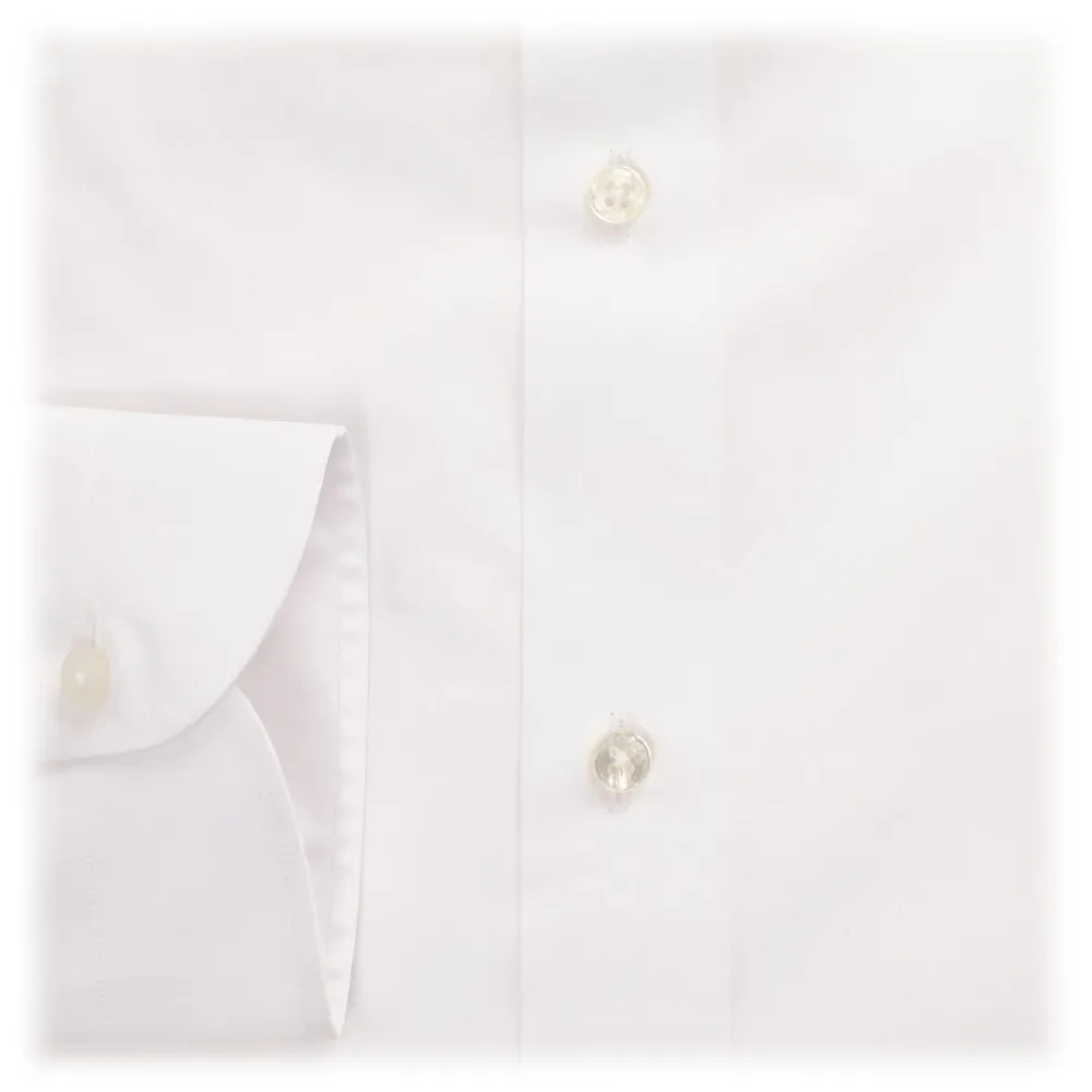 Viola Milano - Camicia Elegante Classica con Colletto Tagliato - Bianco - Handmade in Italy - Luxury Exclusive Collection