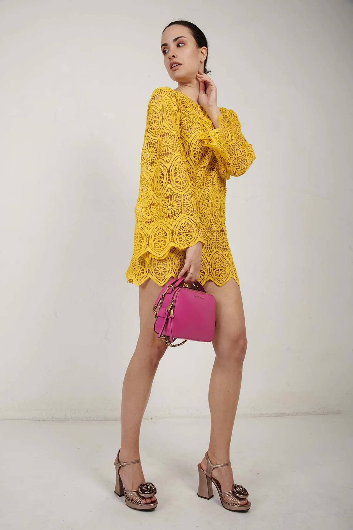 WEILI ZHENG abito corto in pizzo con scollo dietro