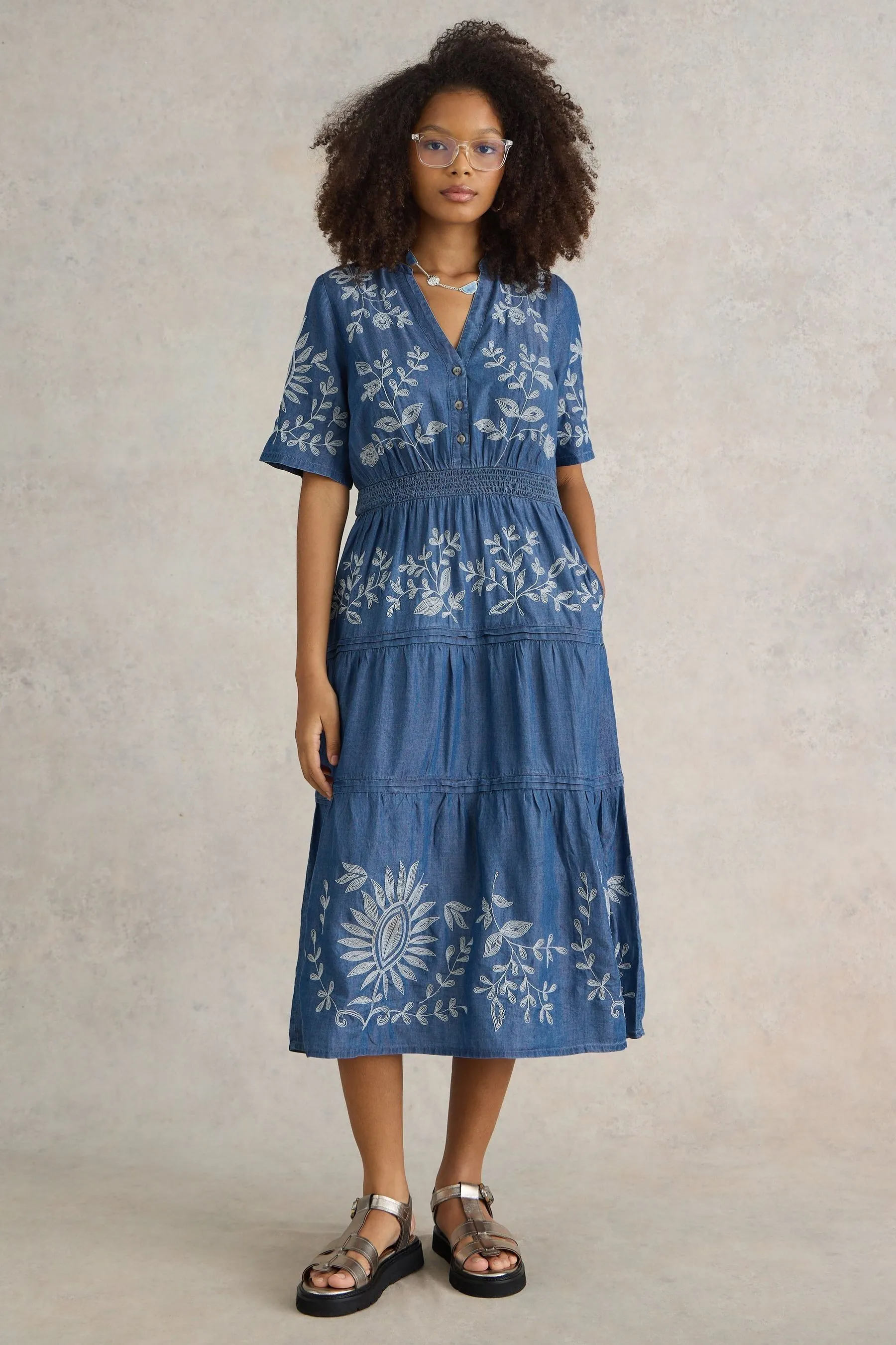 White Stuff Isla - Abito Denim ricamato