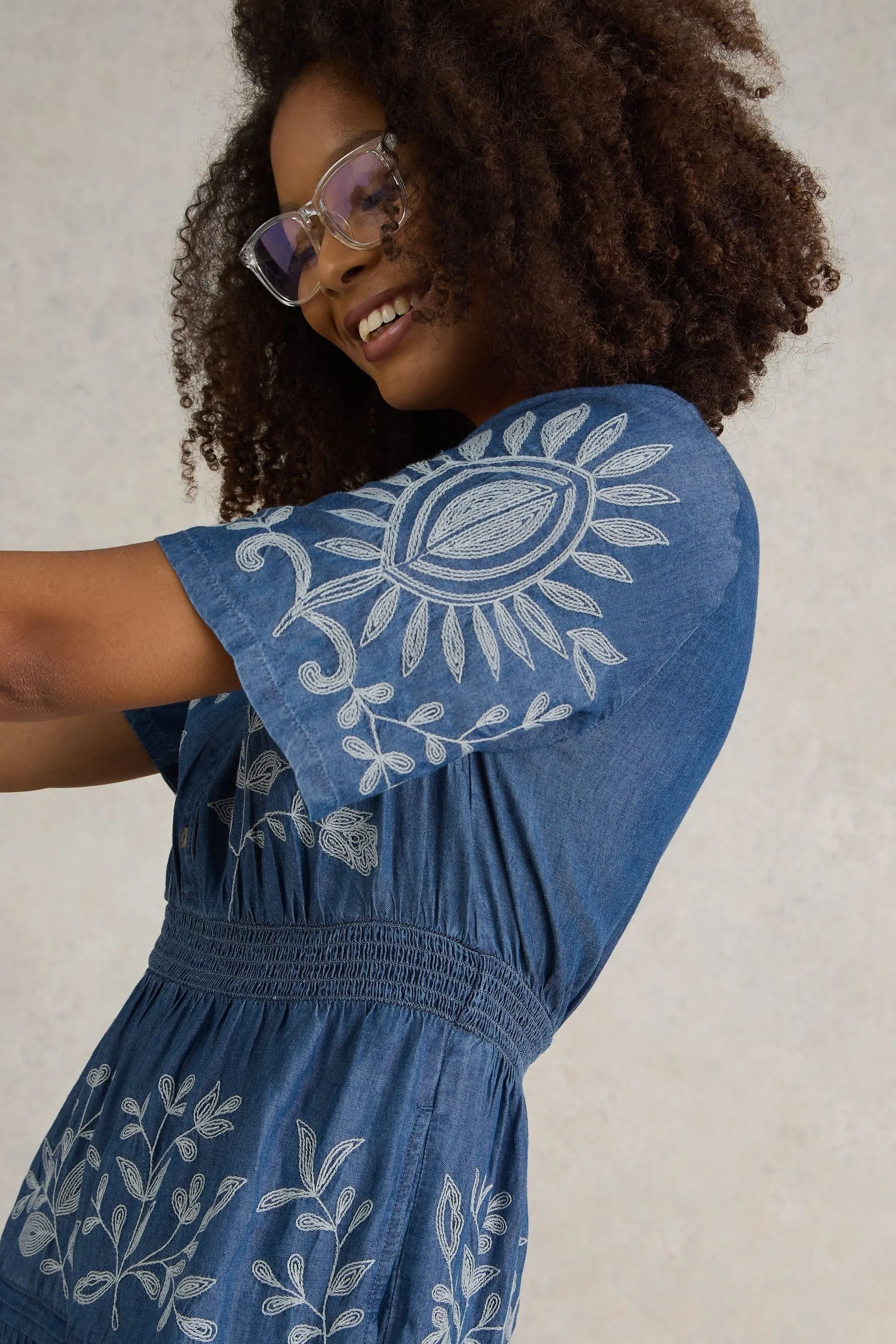 White Stuff Isla - Abito Denim ricamato